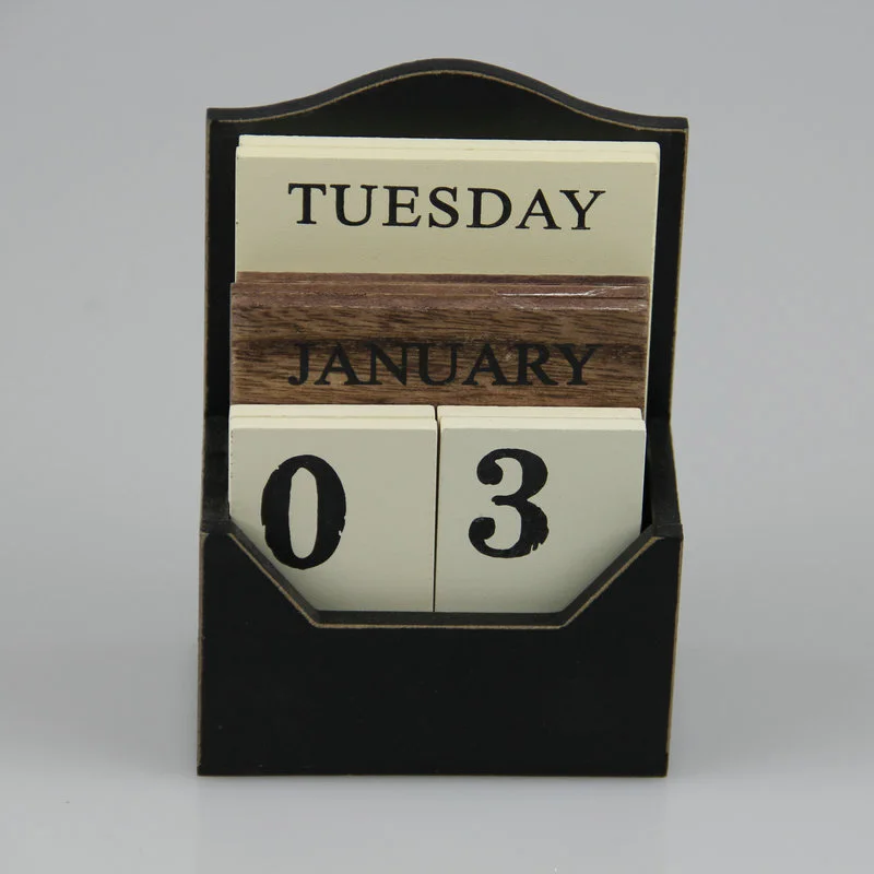 Черный/белый деревянный Настольный календарь Ретро винтажный деревянный блок вечный календарь деревянный экологический офисный Домашний Настольный Декор Diy