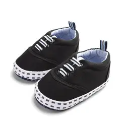 Новорожденных Для маленьких мальчиков детская обувь для девочек одноцветное Цвет Эластичная лента хлопка обувь маленьких площадь печати