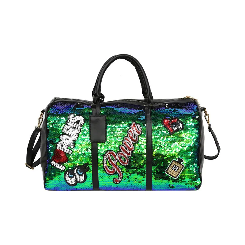 

2019 Hot sale Fashion Casual Women Sequins Travel Bag Letters Shoulder Diagonal Bags Girl Large Capacity Outdoor Handbag