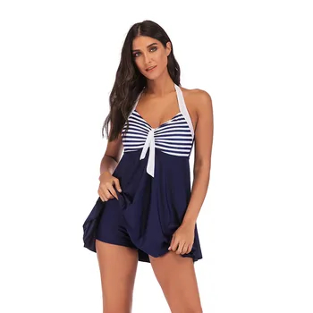 

Plus Size Swimwear Swim Skirt Women Strip patchwork backless Sexy Swimsuit Bra Bathing Suit S-5xl Big size Beachwear tankini