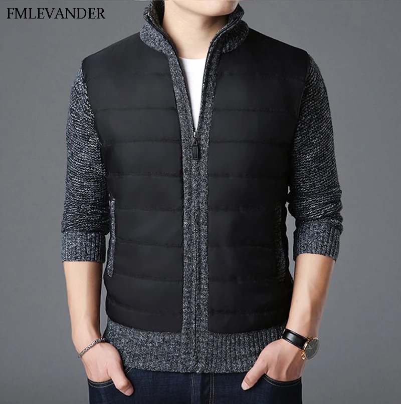 

Winter Autumn Warm 2018 Zipper Cardigans Plus Size Mandarin Collar Cardigan Sweater Coat Men