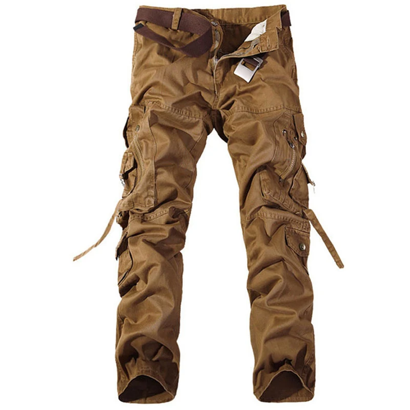 

2019 Top Fashion Military Cotton Cargo Pants Men Multi-Pocket Solid Plus Size Trousers Men (Asian Size 28-40) 012