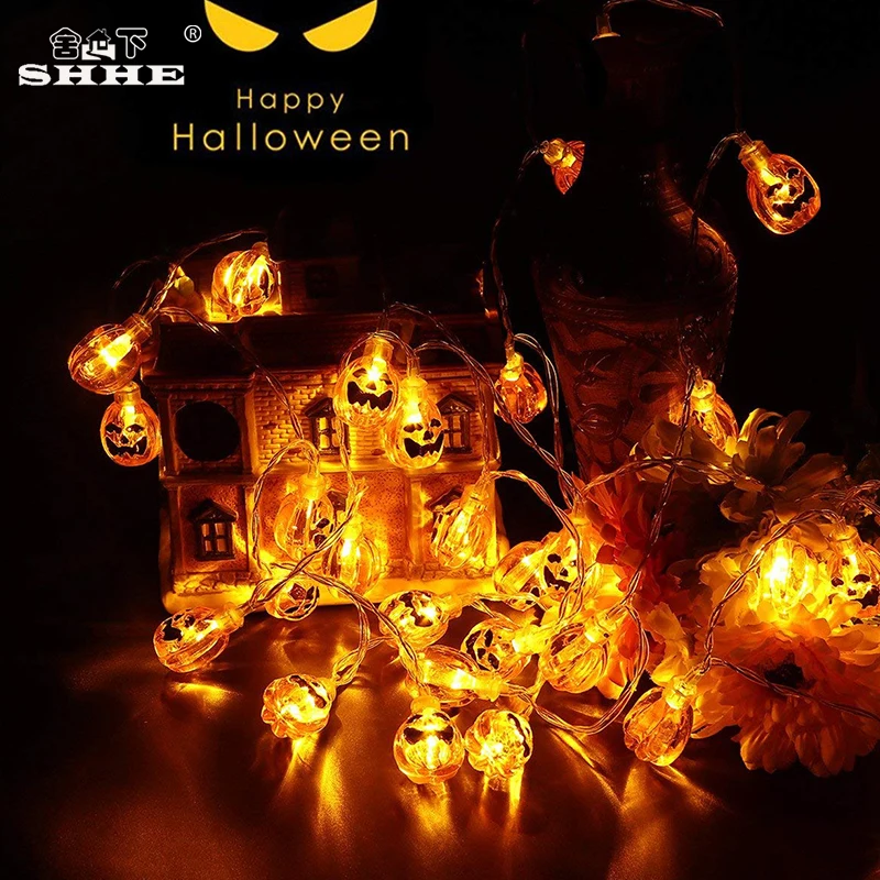 20Leds Battery Operated Halloween Pumpkin LED String Lights Halloween