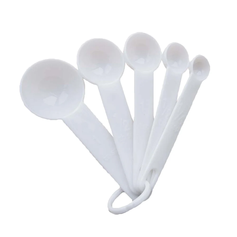 5pcs/set Plastic Measuring Spoon Span-new Baking Cooking Kitchen Gadgets Coffee Powder Spoon Reusable Kitchen Accessories - Цвет: White Spoon Set