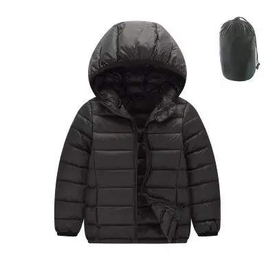 Супер мягкая зимняя куртка для девочек и мальчиков, одежда 12 цветов, куртки, зимний зонт для мальчиков, куртка, легкий пуховик, детская одежда - Цвет: black