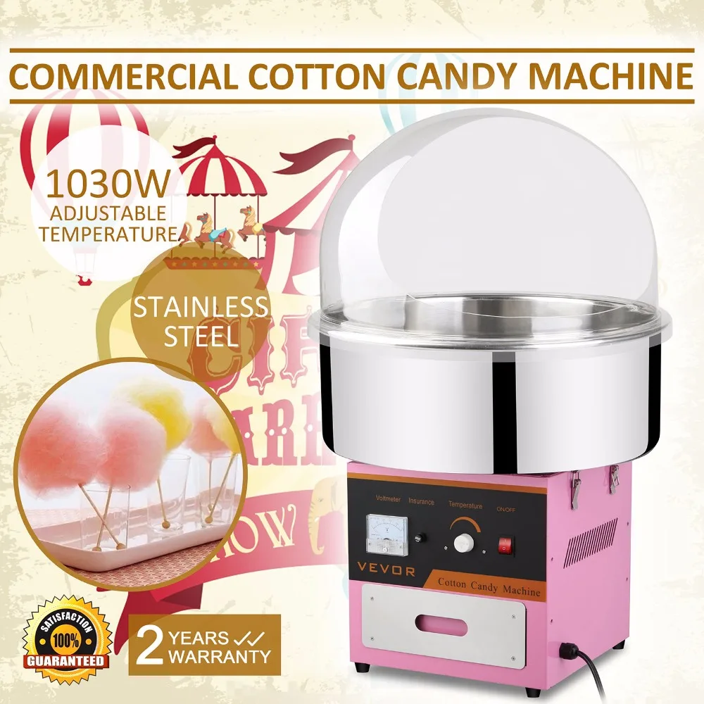 

Electric Cotton Candy Machine with Stainless Steel Tray Cotton Candy Maker with Cover for Kids Cotton Commercial Candy Machine