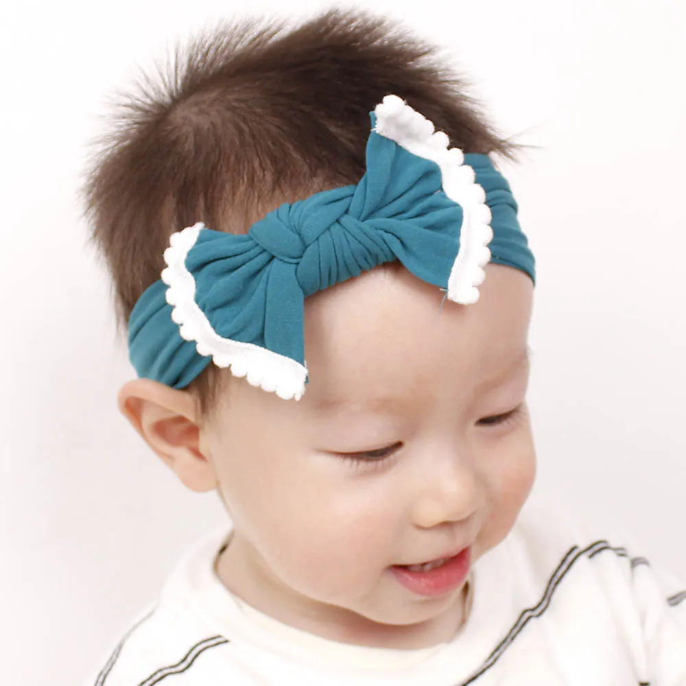 Нейлоновая повязка для волос с большим бантом для новорожденных, милое и милое 21 стильное оголовье Эластичный Тюрбан повязка-Узелок на голову
