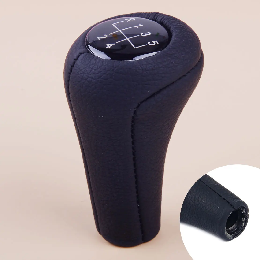 CITALL New Black 5 Speed PU Leather Car Gear Shift Knob Manual Lever