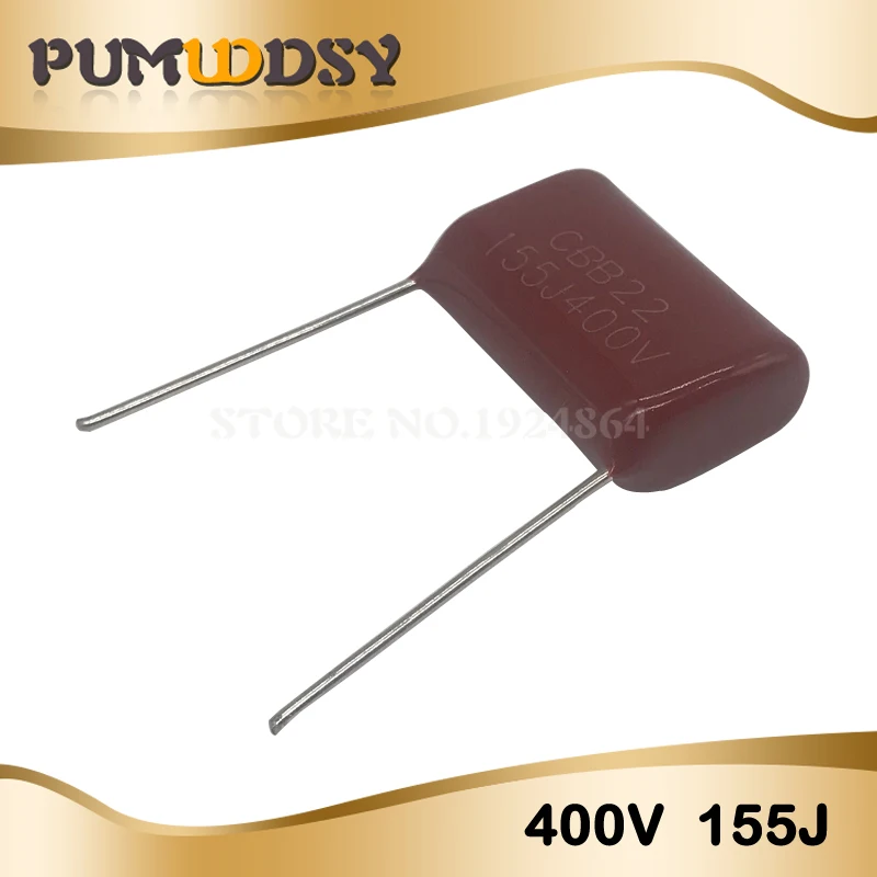 10pcs 1.5uF 155J 400V CBB Metallized Film Capacitor P=20MM