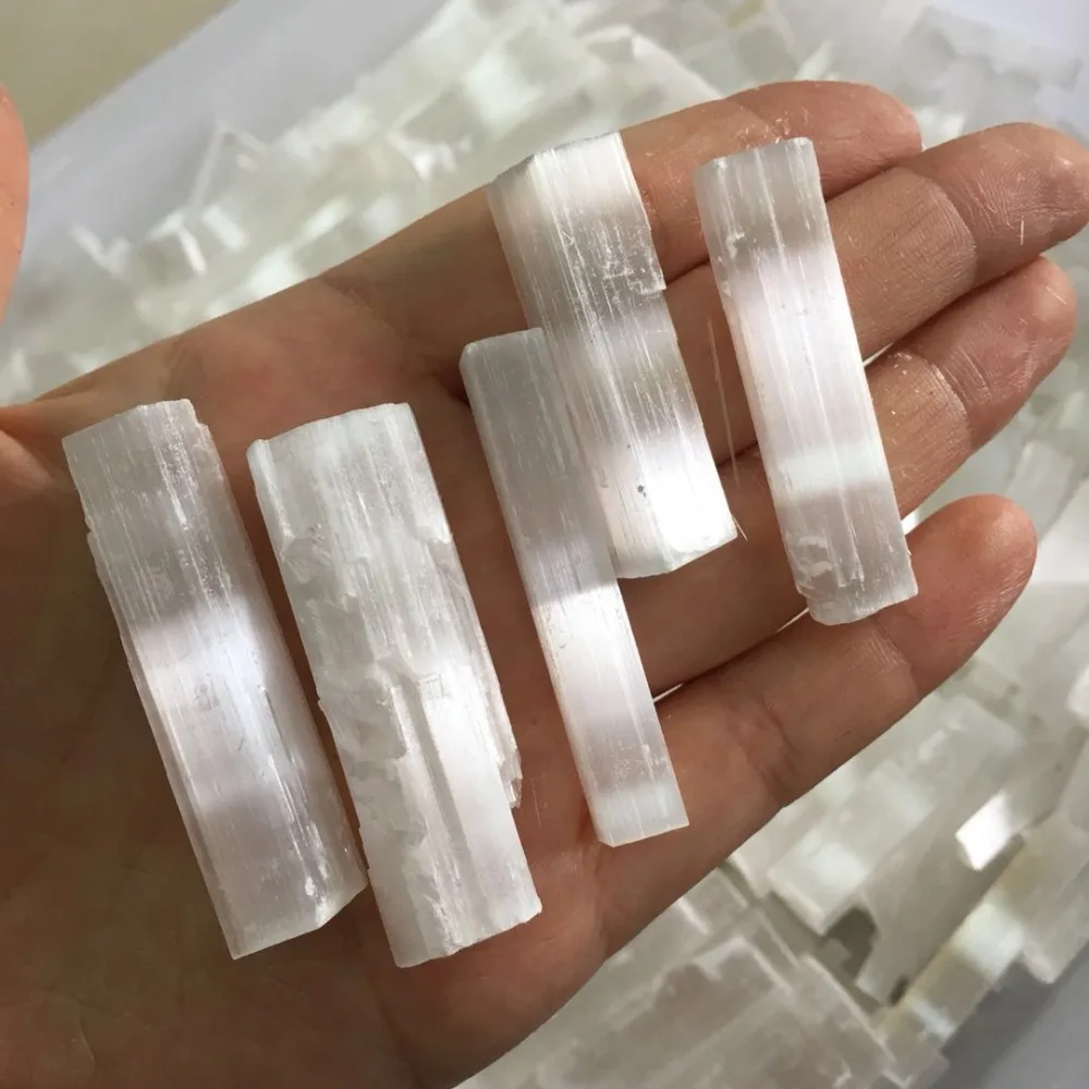 

New arrive Selenite Small Sticks Wands 5 pcs Bulk Reiki Chakra Healing Selenite natural stones and minerals for Air Cleaning