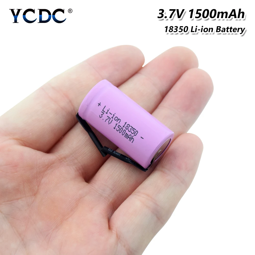 

3.7V 1500mAh Rechargeable 18350 Li-ion Battery High Drain 10A lithium bateria for batteries + DIY nickel piece For Torch Vape