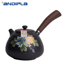 260 мл Япония ручная роспись пион золотая линия чайник грубая керамика деревянная боковая ручка чайный набор кунг-фу чайник кофейник