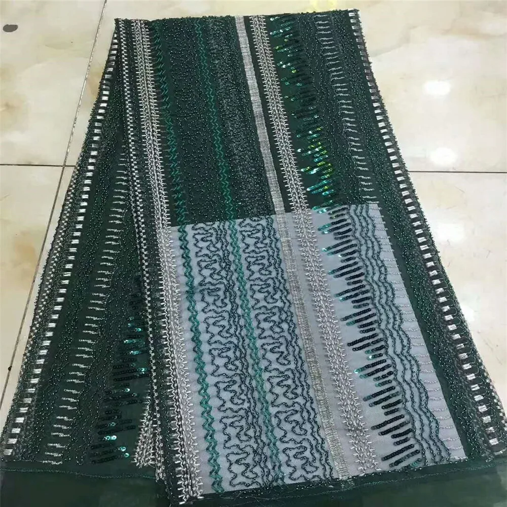 

HFX French Net Lace Fabric 2018 Latest African Guipure Lace Fabric with Embroidery Mesh Tulle Sequins Lace Fabric X278-1