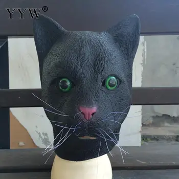 

Cat Head Masks Decoration Mascaras Animales Halloween Mask Realistic Masker Prop Unisex Carnival Party Accessories Cospaly Tools
