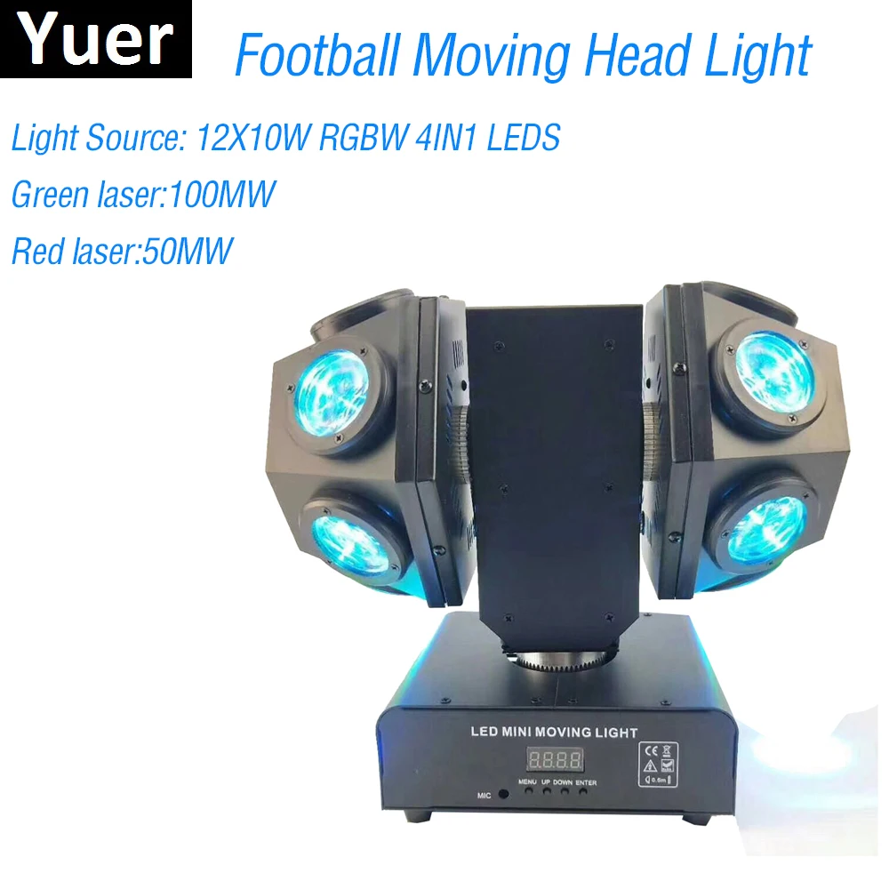 

12X10W Double Arms Beam Light DMX Controller Moving Head Light Football DMX 512 Disco Laser Light DJ Bar Party Show Stage Light