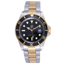 Reginald montre en or hommes gmt rotatif lunette saphir verre inoxydable steel band sport quartz montre-bracelet reloj relogio 40mm