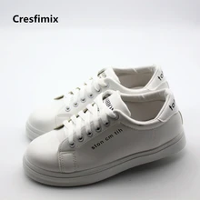 Cresfimix/Женская Повседневная Белая обувь на шнуровке; сезон весна-лето; zapatos de mujer; женская уличная стильная обувь для отдыха; милая и мягкая обувь