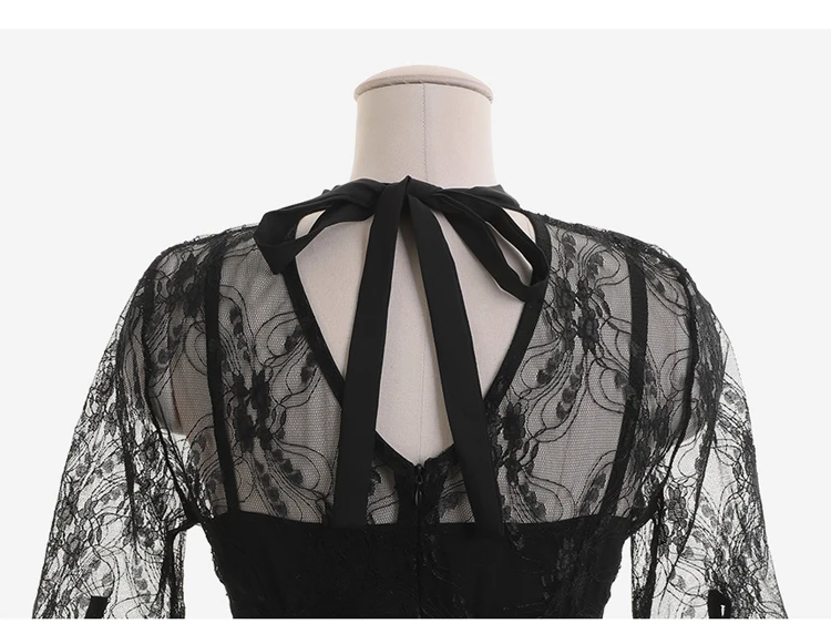 Лето, короткий рукав, до середины икры, плиссированные качели, Vestidos, тонкий из двух частей, кружевной комплект, вечерние платья
