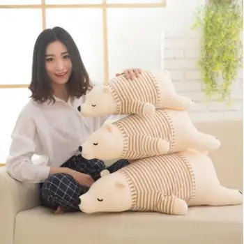 

2018 May New Sleeping Lying Posture Polar Bear Plush Toy 1pcs 50cm 75cm 110cm Children's Valentine's Mother's Day Present