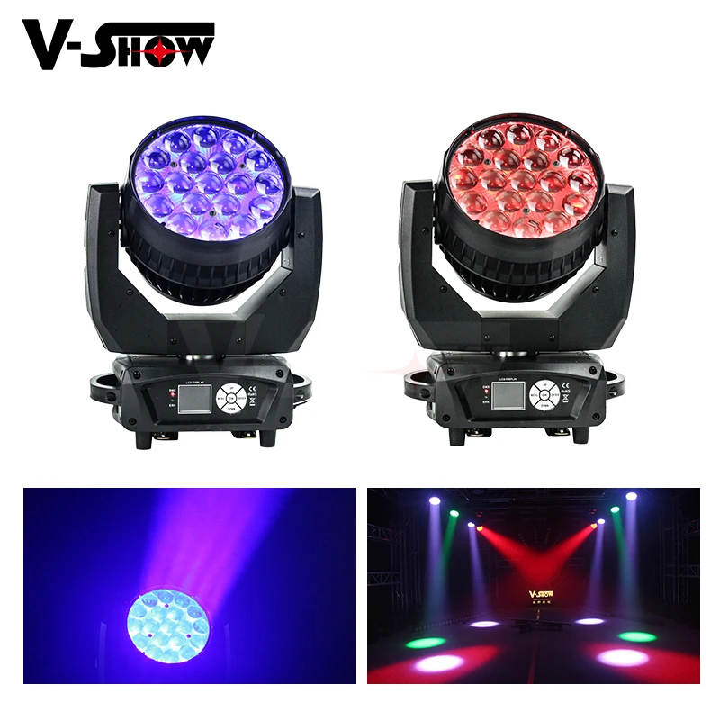 Vshow 2pcs Aura 19x15w Rgbw 4in1 Led Beam Wash Moving Head Light With