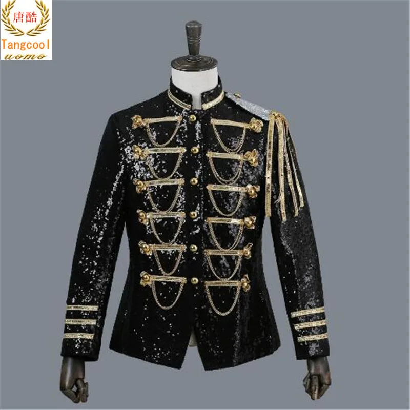  2018  Fashion sequins stage suit Jacket Men Party Suit Wears Digital Printing Performers Coat 