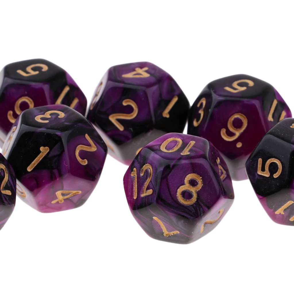 Pack of 10 Multi-sided Dice Polyhedron Dice Set D12 for D&D / TRPG Tabletop Game Role Playing Dices