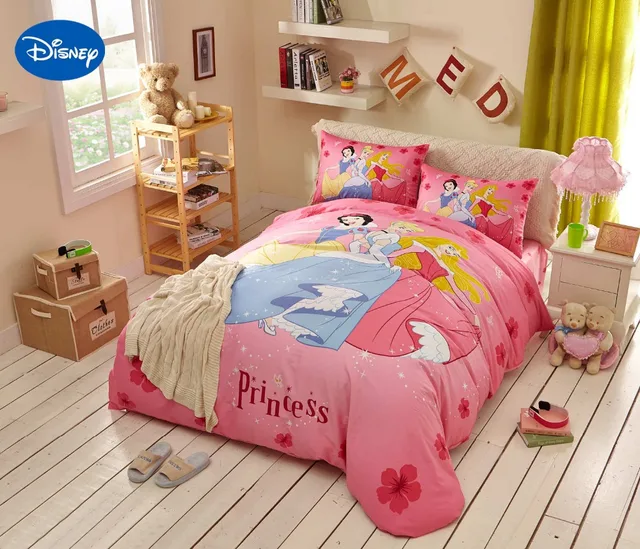Pink Disney Princess Printed Comforter Bedding Set for Girl's Bedroom
