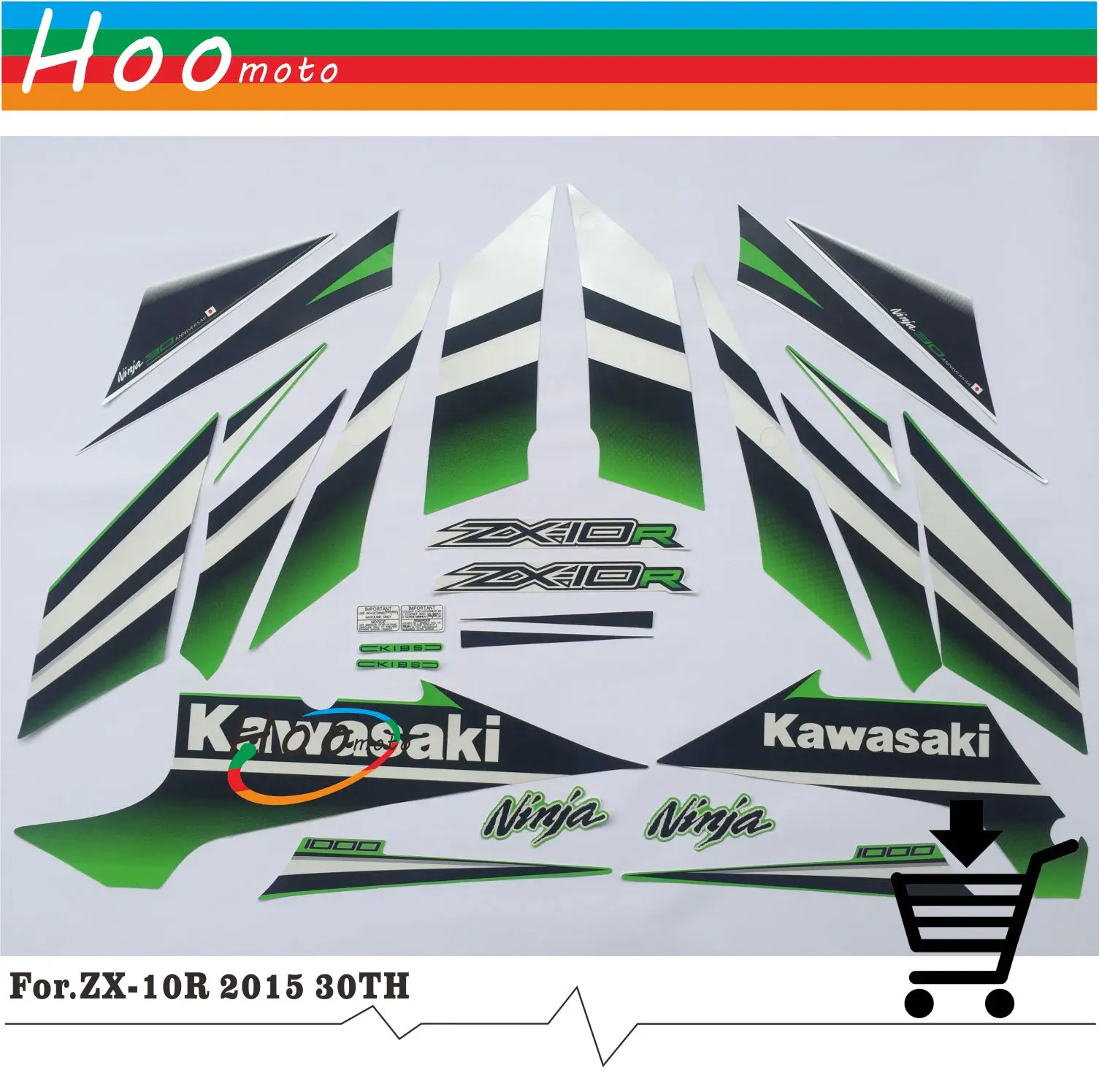 

New ZX10R 2015 Stickers Motorcycle Whole Vehicle 3M Silk-Sceen Printed Decals Stickers for Kawasaki ZX 10R Full Decals Graphics