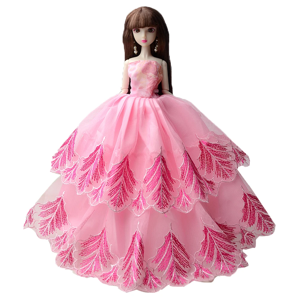 NK One Pcs Doll Princess Wedding Dress Noble Party Gown For Barbie Doll Accessories Handmake Outfit Best Gift For Girl' Doll JJ