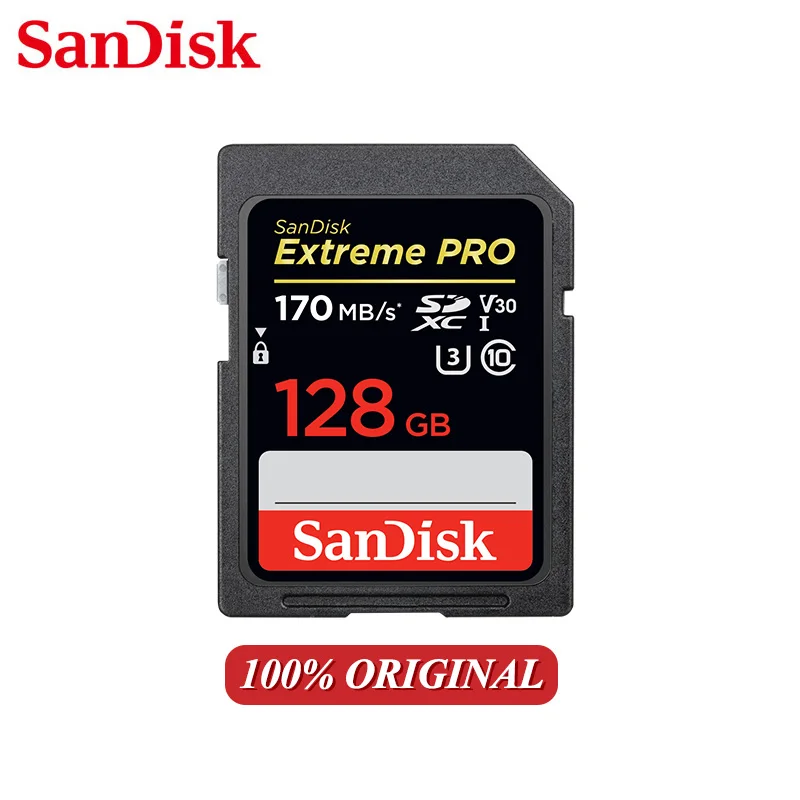 100% Оригинальный SanDisk Extreme PRO SD карта 128 Гб 64 ГБ 32 класс 10 SDXC SDHC памяти 170 МБ/с. для
