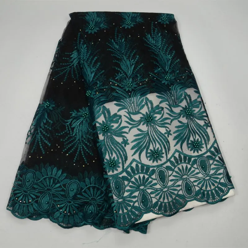 

Teal Green Latest Net French Lace Material Good Quality French Net African Lace Fabric With Stone Nigerian Wedding Lace 30