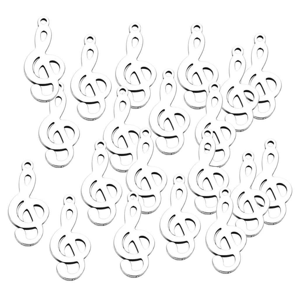 20Pcs Stainless Steel Music Notes Shapes Pendants Jewelry Making Charms for DIY Necklace Bracelets Crafts, 9.8 x 12.3mm