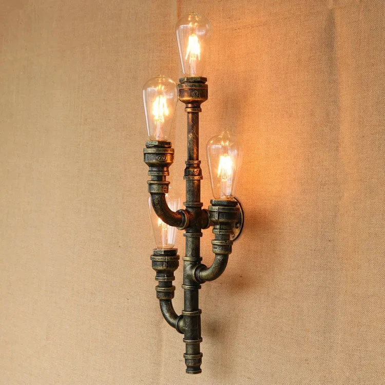 

Iron Water Pipe Vintage Loft Style Wall Lamp Industrial Wall Sconces Bedside Light Fixtures For Home Indoor Lighting Bar Cafe