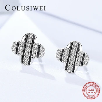 

Colusiwei New Design 925 Sterling Silver Black Enamel Delicate Plane CZ Stud Earrings Charm Simple Earring For Women Jewelry