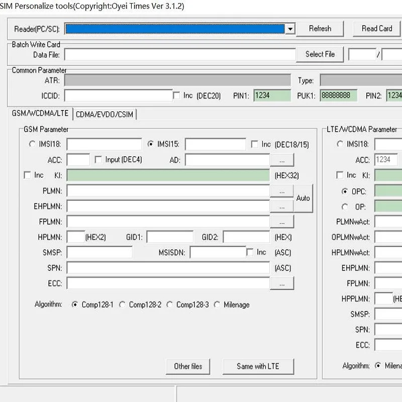 Oyeittimes 3.1.2 пустая sim-карта программное обеспечение PC/SC считыватель программное обеспечение программа sim-карта программное обеспечение COMP128/Milenage 2G/3g/4G