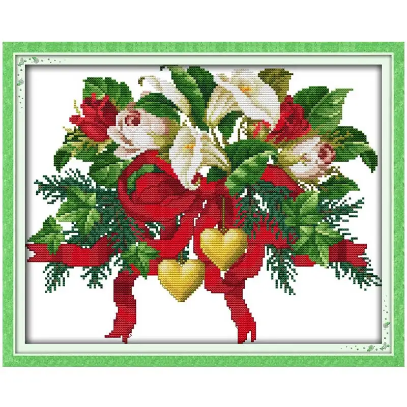 

Christmas Bouquets Counted Cross Stitch 11CT 14CT Cross Stitch Set Wholesale Flower Cross-stitch Kit Embroidery Needlework