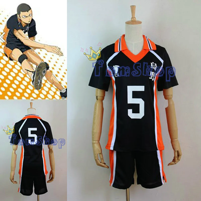 Аниме Haikyuu! Karasuno школьная форма #5 Tanaka Ryunosuke волейбольный костюм для косплея Джерси