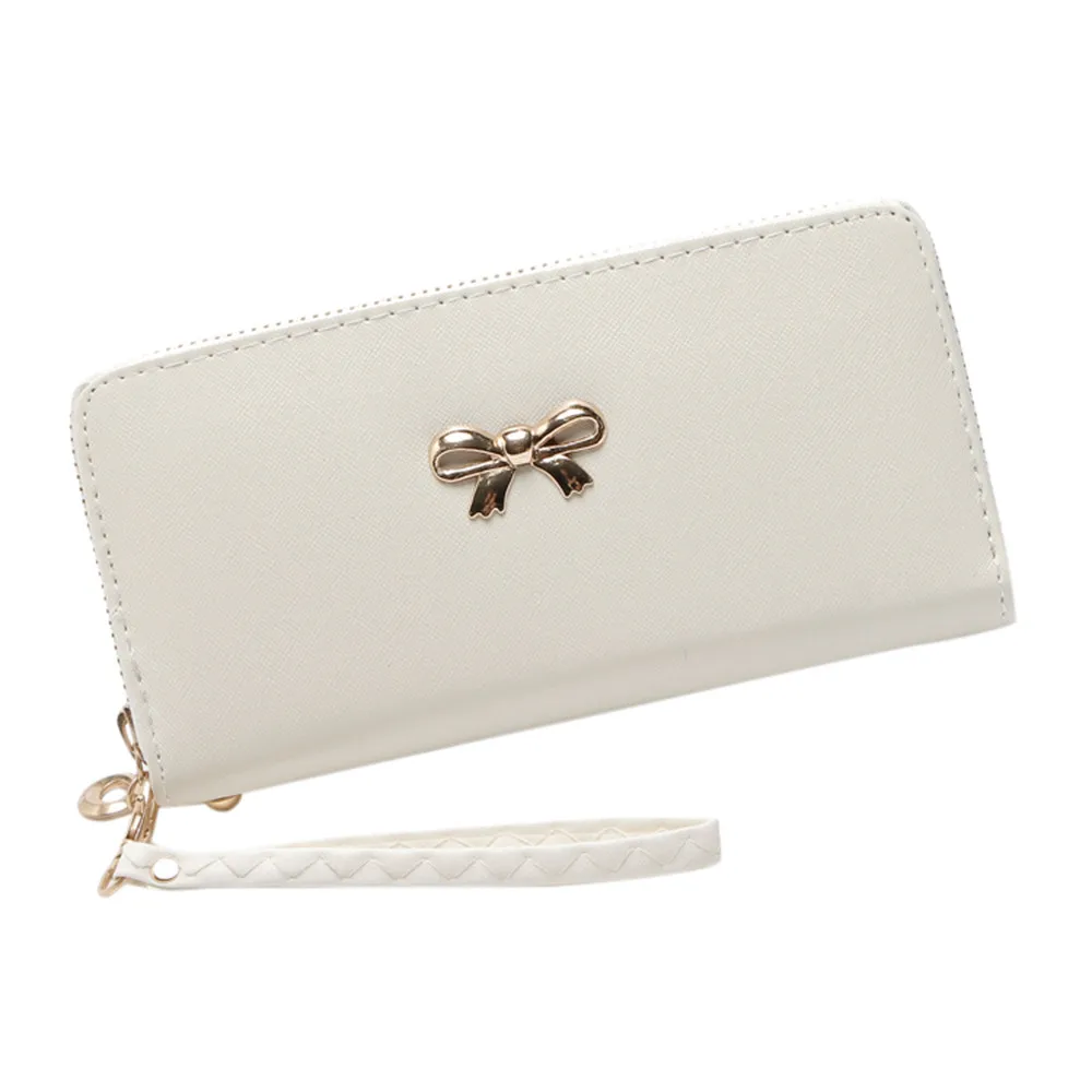 

New wallet women Fashion Single Pull Solid Zipper Bow Small Square Bag billeteras para mujer Coin purse