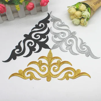 

Iron On Appliques 5 Pieces Gold Embroidered Budges Appliqued Gold Metallic Patches 3D Floral Cosplay 21cm*9cm