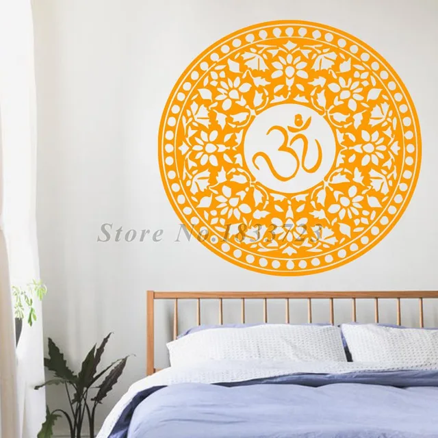mandalas om symbol wall decal sticker creative indian pattern