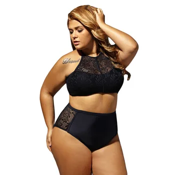 

Cheap Black Layered-Style Printed Tankini summer new swimsuit mesh splicing back hollowed-out steel ring increased code split