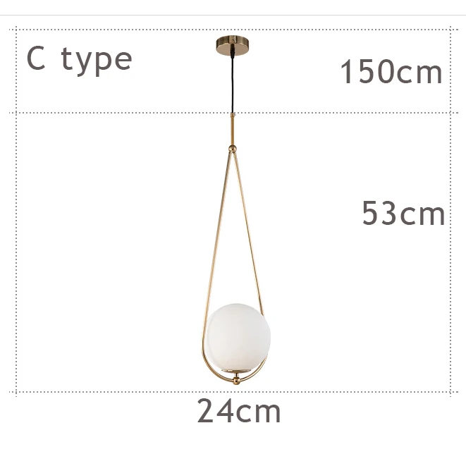 Подвесной светильник в скандинавском стеклянном шаре, современный круглый подвесной светильник/подвесной светильник, декоративный подвесной светильник - Цвет корпуса: C type