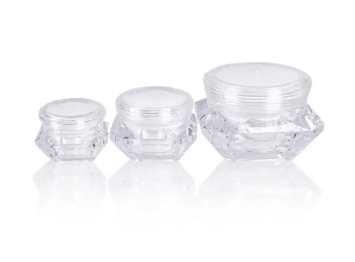 

10pcs/lot 5g 10g 15g Clear Diamond Empty Acrylic Container Makeup Bottle for Cosmetic Cream Jewelry Empty Jar Pot Eyeshadow