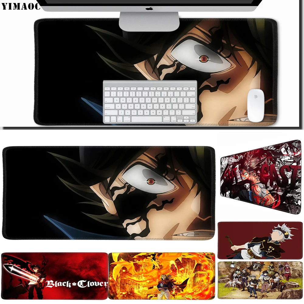 

YIMAOC 30*60 cm Large Mouse Pad Gamer Mousepad Rubber Gaming Desk Mat with Locking Edge Black Clover