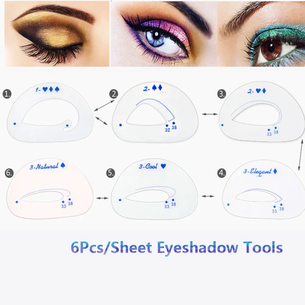 

YANQINA 6 Pcs Eyebrow Stencils Models Card Auxiliary Draw Eye Shadow Makeup Tool
