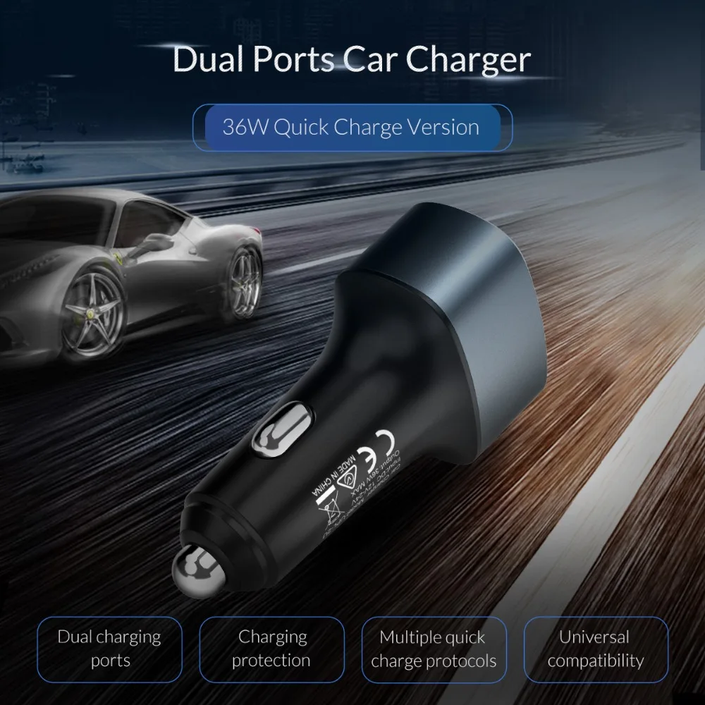 Автомобильное зарядное устройство ORICO Quick charger 3 0 USB светодиодный дисплей PD