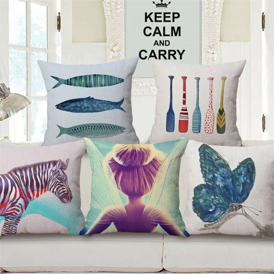 cheap Nordic Style Retro Vintage Cushion Cover Home Decor Cute Animal Decorative Sofa Pillow Cover Cotton Linen Square 45x45cm e1366