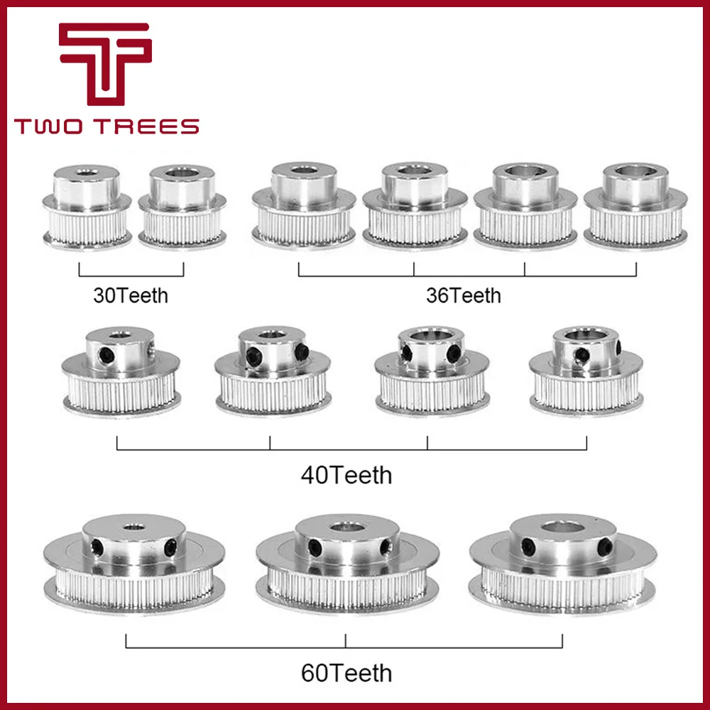 

1pcs New GT2 Timing Pulley 30 36 40 60 Tooth Wheel Bore 5mm 8mm Aluminum Gear Teeth Width 6mm Parts For Reprap 3D Printers Part