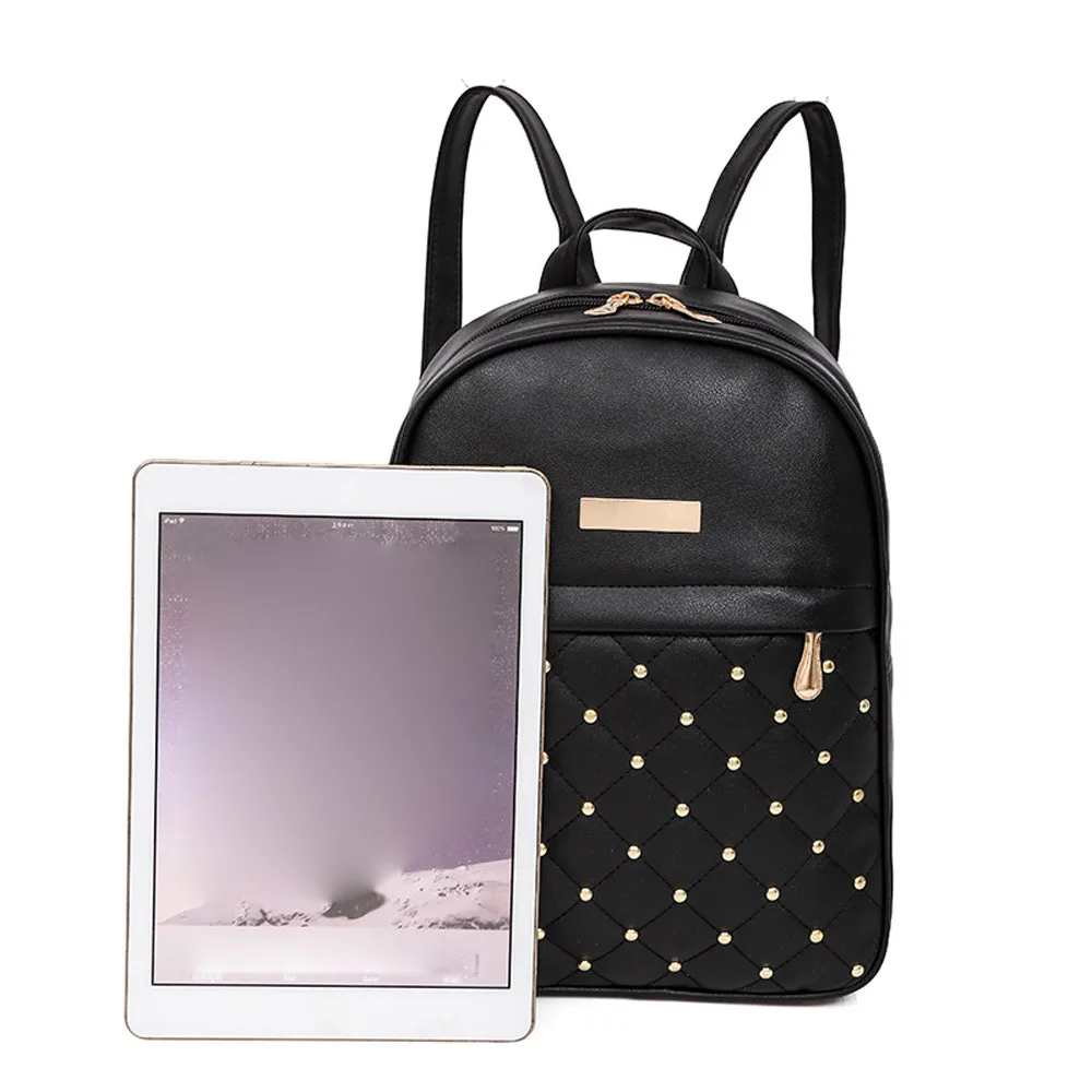 Лазерный рюкзак, женский рюкзак с заклепками, модная сумка для путешествий в духе колледжа, Детская сумка на плечо, горизонтальный квадрат, упаковка Y411
