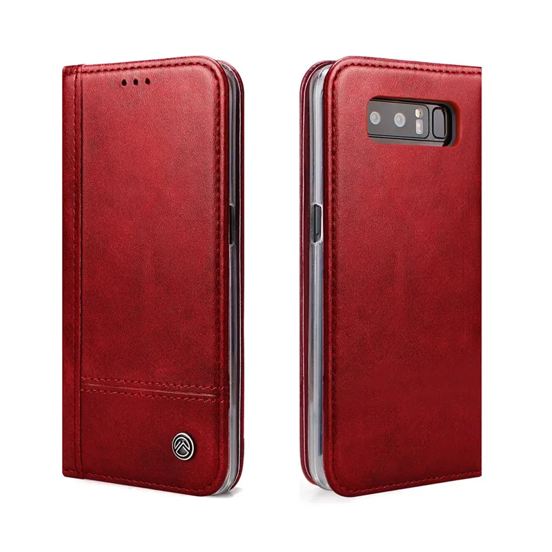 Кожаный флип-чехол-бумажник для samsung note 8, чехол, магнитный держатель для карт, сумка для телефона, для samsung Galaxy Note 8, чехол, чехол, Coque Funda - Цвет: Красный